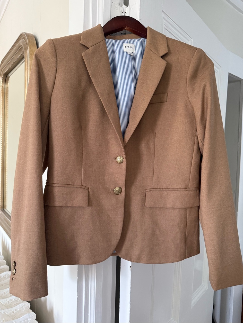 J. Crew Women's Tan Blazer with Gold Buttons